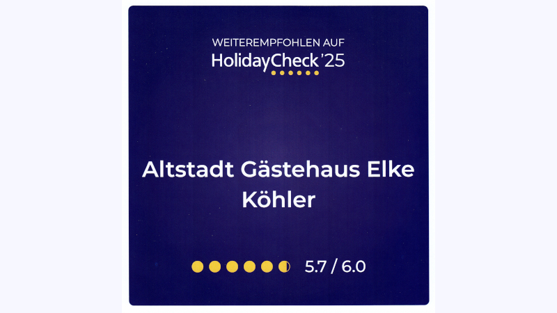 HolidayCeck Empfehlung 2025 - Pension Köhler Dresden